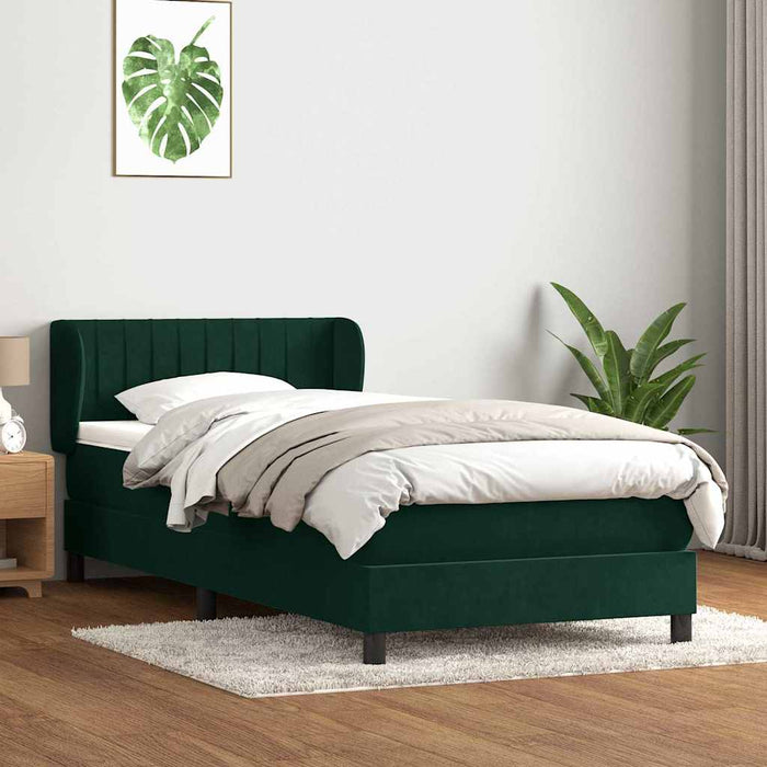 Pat box spring cu saltea, verde închis, 80x220 cm, catifea - WALTI WALTI