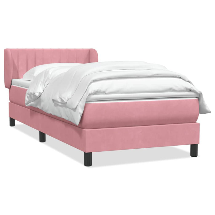 Pat box spring cu saltea, roz, 80x220 cm, catifea WALTI