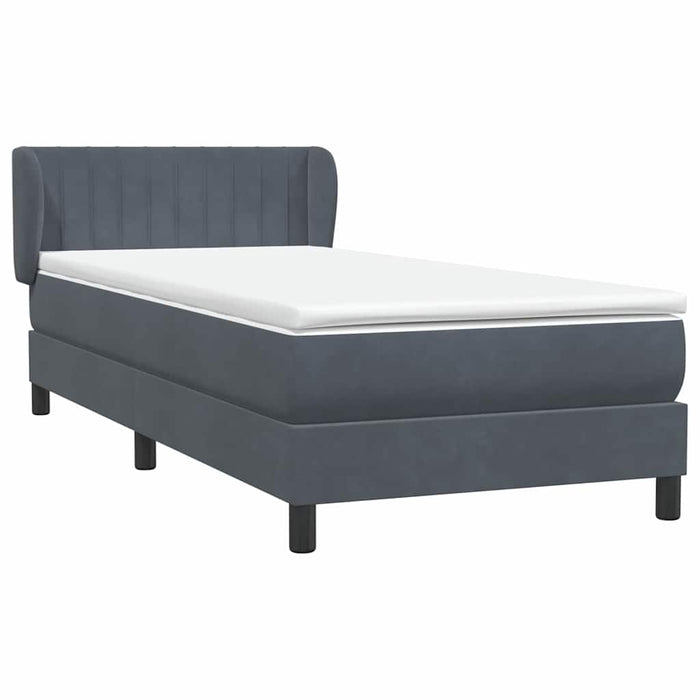 Pat box spring cu saltea, gri închis, 90x220 cm, catifea - WALTI WALTI
