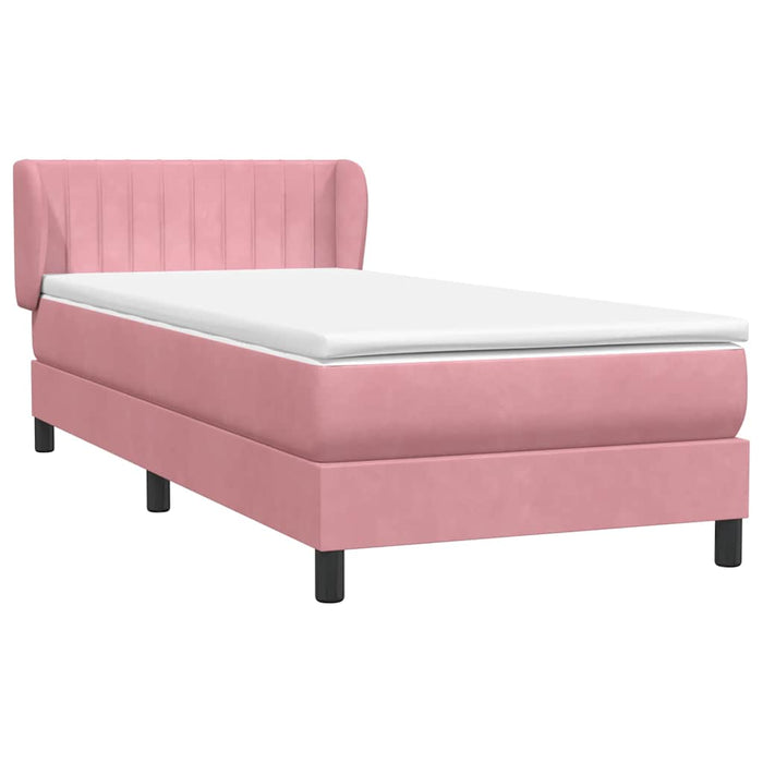 Pat box spring cu saltea, roz, 90x220 cm, catifea WALTI