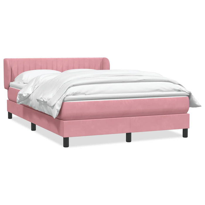 Pat box spring cu saltea, roz, 140x220 cm, catifea - WALTI WALTI