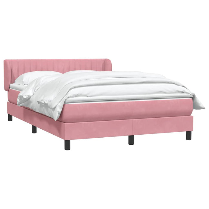 Pat box spring cu saltea, roz, 140x220 cm, catifea - WALTI WALTI