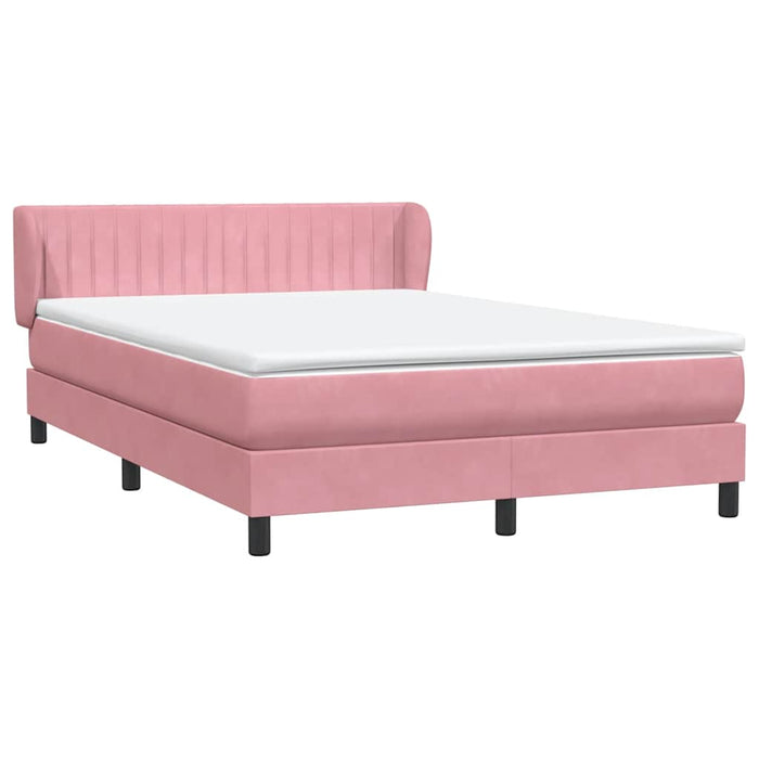 Pat box spring cu saltea, roz, 140x220 cm, catifea - WALTI WALTI