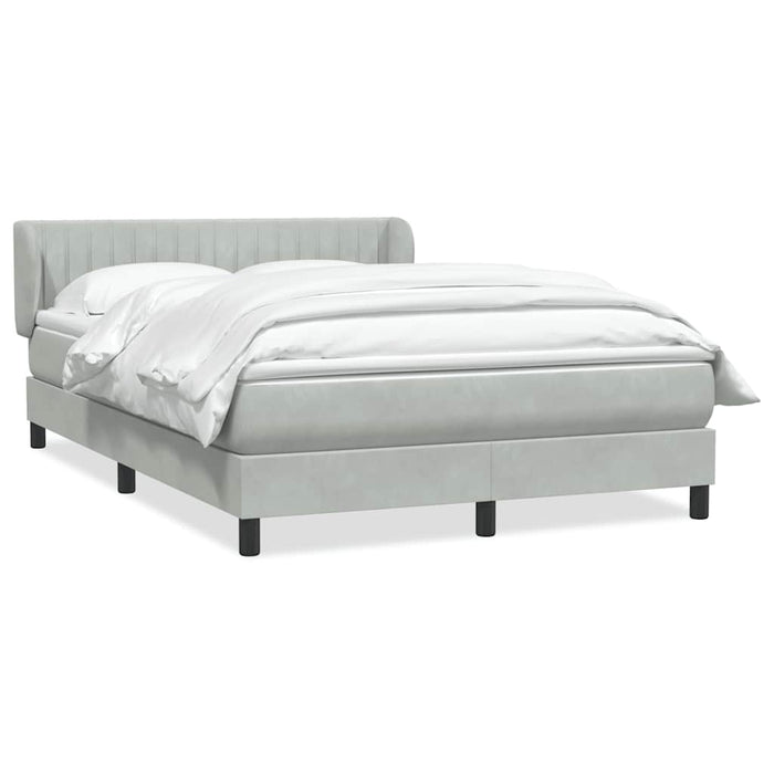 Pat box spring cu saltea, gri deschis, 160x220 cm, catifea - WALTI WALTI
