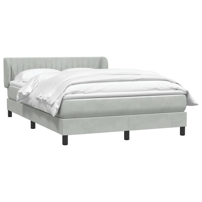 Pat box spring cu saltea, gri deschis, 160x220 cm, catifea - WALTI WALTI