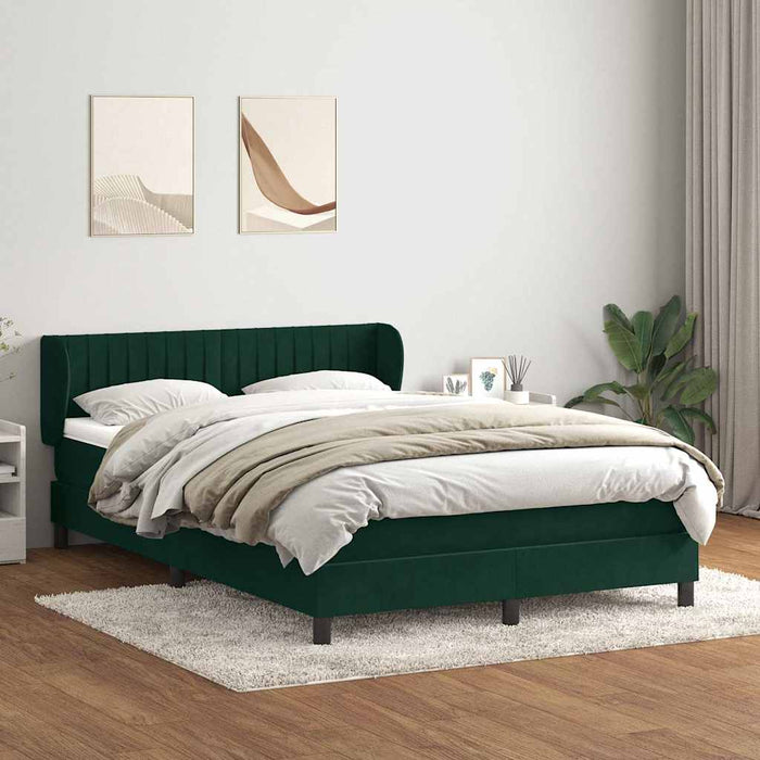 Pat box spring cu saltea, verde închis, 160x220 cm, catifea WALTI