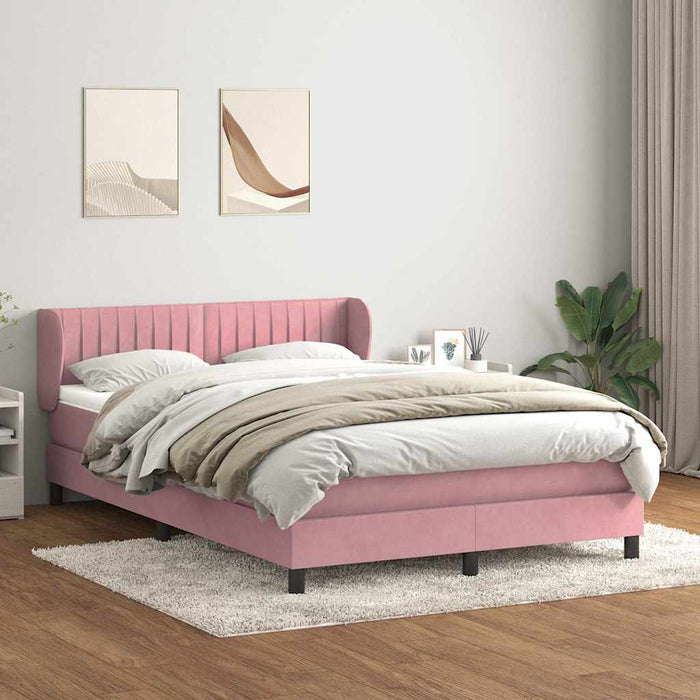 Pat box spring cu saltea, roz, 160x220 cm, catifea - WALTI WALTI