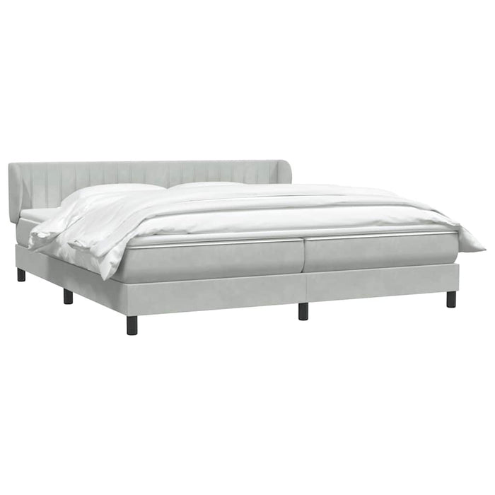 Pat cu arcuri cu saltele gri deschis 180x220 cm catifea WALTI