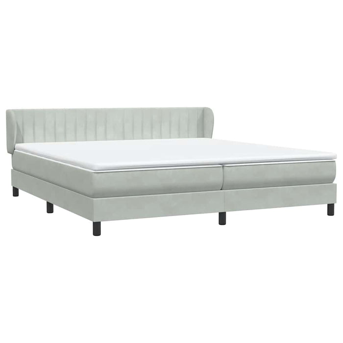 Pat cu arcuri cu saltele gri deschis 180x220 cm catifea WALTI