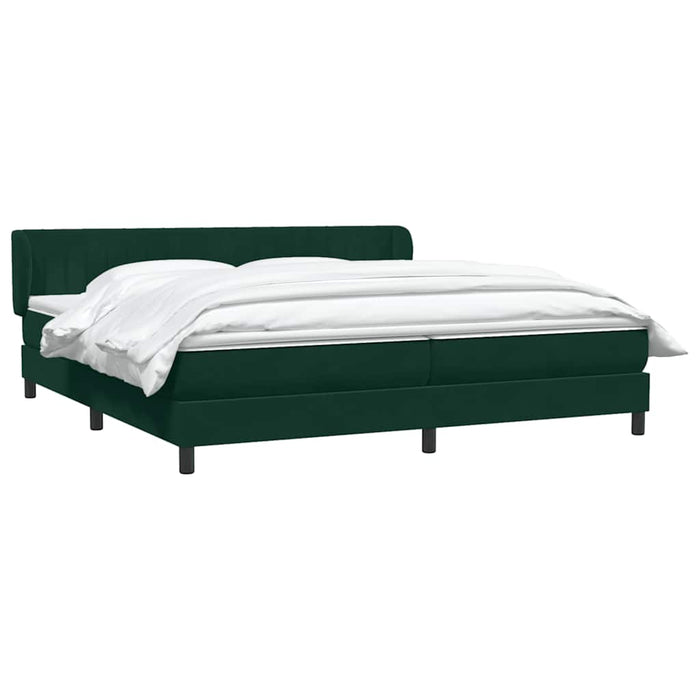 Pat cu arcuri cu saltele verde închis 180x220 cm catifea - WALTI WALTI