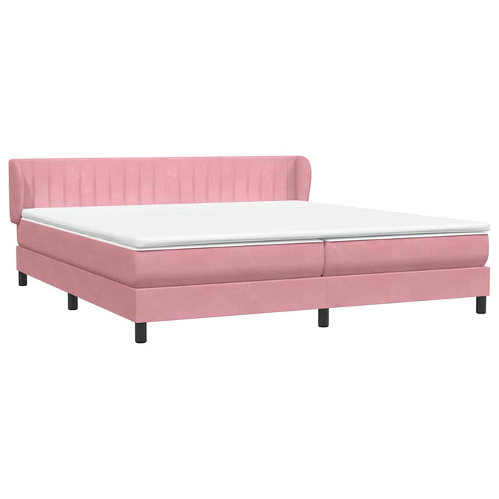 Pat cu arcuri cu saltele roz 200x220 cm catifea WALTI