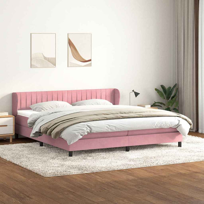 Pat cu arcuri cu saltele roz 200x220 cm catifea WALTI