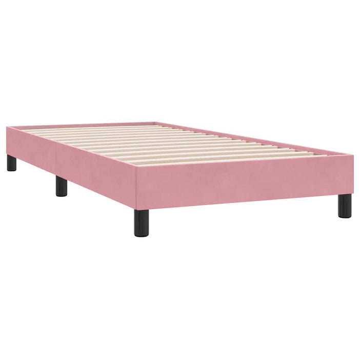 Pat box spring cu saltea, roz, 100x210 cm, catifea WALTI