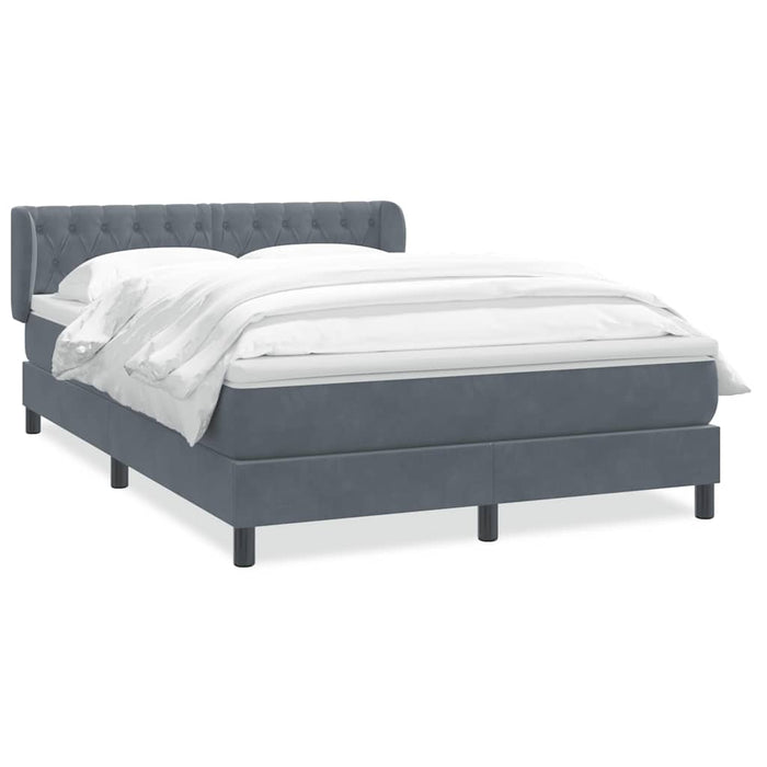 Pat box spring cu saltea, gri închis, 140x210 cm, catifea WALTI