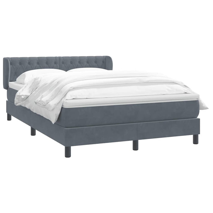 Pat box spring cu saltea, gri închis, 140x210 cm, catifea WALTI