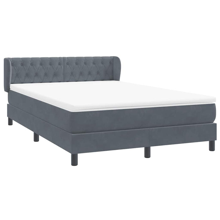Pat box spring cu saltea, gri închis, 140x210 cm, catifea WALTI