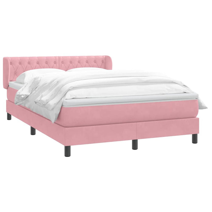 Pat box spring cu saltea, roz, 140x210 cm, catifea - WALTI WALTI