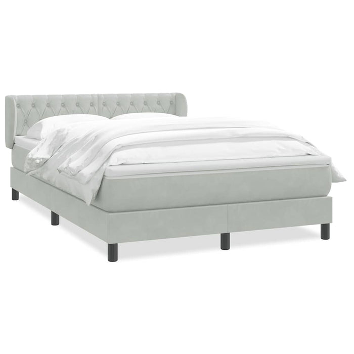 Pat box spring cu saltea, gri deschis, 160x210 cm, catifea WALTI