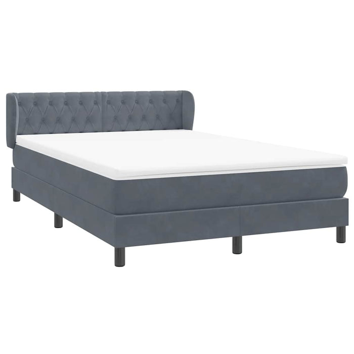 Pat box spring cu saltea, gri închis, 160x210 cm, catifea WALTI