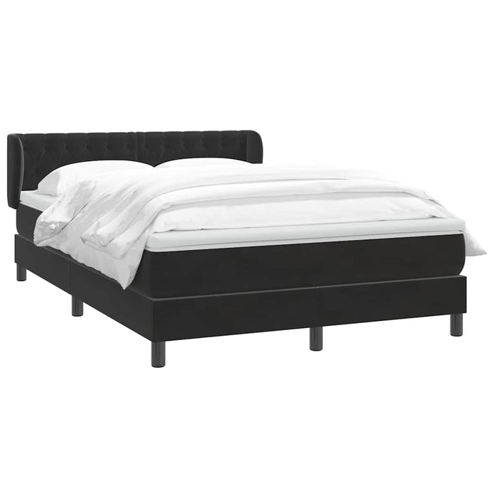 Pat box spring cu saltea, negru, 160x210 cm, catifea WALTI