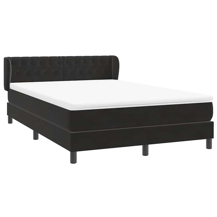 Pat box spring cu saltea, negru, 160x210 cm, catifea WALTI