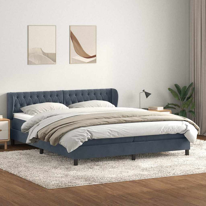 Pat cu arcuri cu saltele gri închis 180x210 cm catifea WALTI