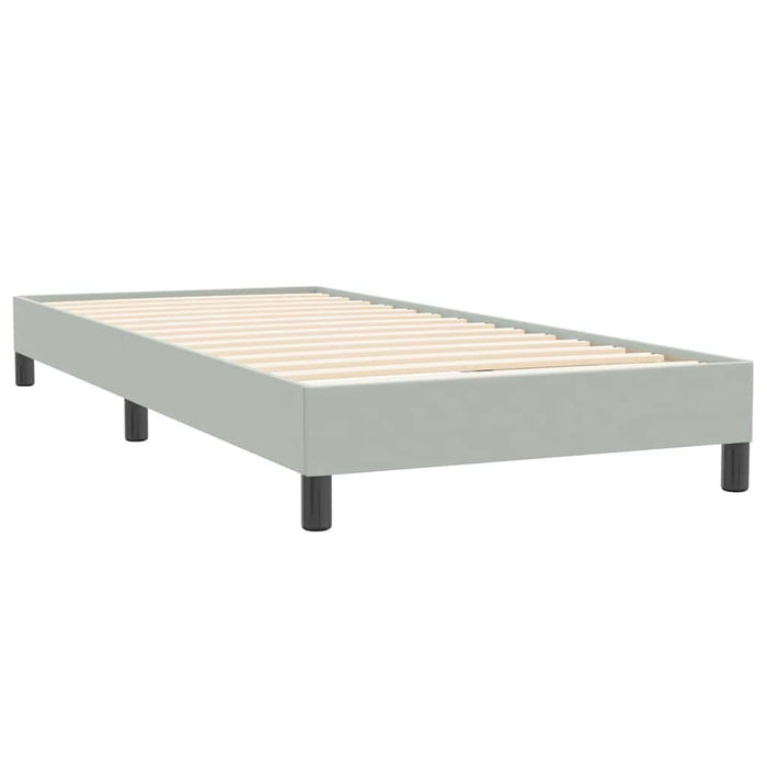 Pat box spring cu saltea, gri deschis, 80x220 cm, catifea WALTI