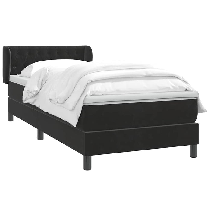 Pat box spring cu saltea, negru, 80x220 cm, catifea WALTI