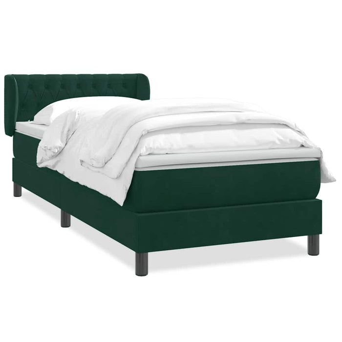 Pat box spring cu saltea, verde închis, 80x220 cm, catifea - WALTI WALTI