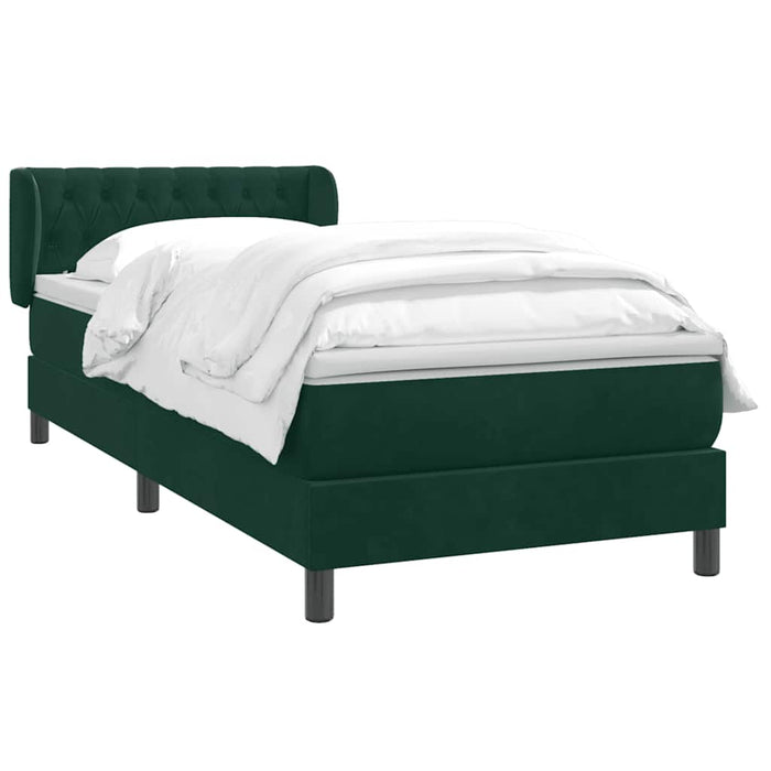 Pat box spring cu saltea, verde închis, 80x220 cm, catifea - WALTI WALTI