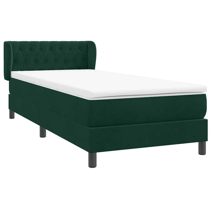 Pat box spring cu saltea, verde închis, 80x220 cm, catifea - WALTI WALTI