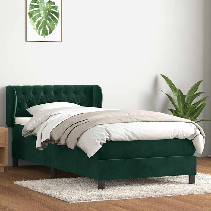 Pat box spring cu saltea, verde închis, 80x220 cm, catifea - WALTI WALTI