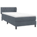 Pat box spring cu saltea, gri închis, 90x220 cm, catifea - WALTI WALTI