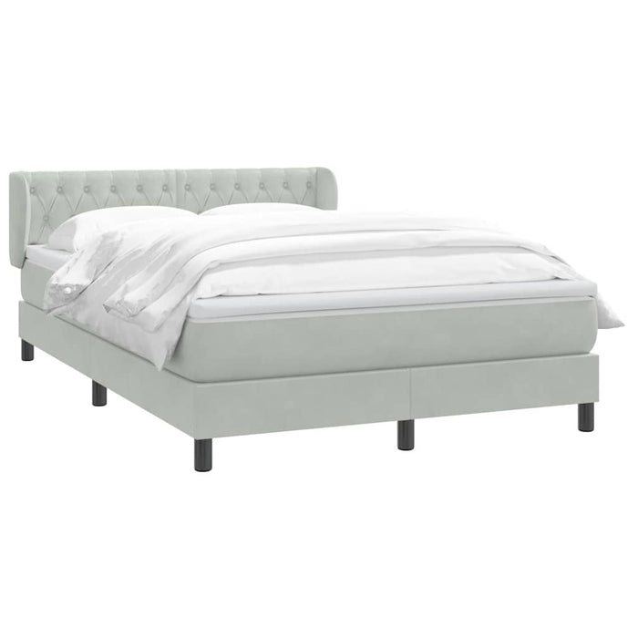 Pat box spring cu saltea, gri deschis, 160x220 cm, catifea - WALTI WALTI