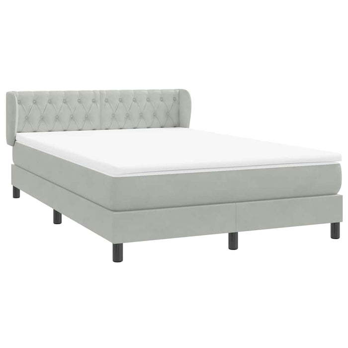 Pat box spring cu saltea, gri deschis, 160x220 cm, catifea - WALTI WALTI