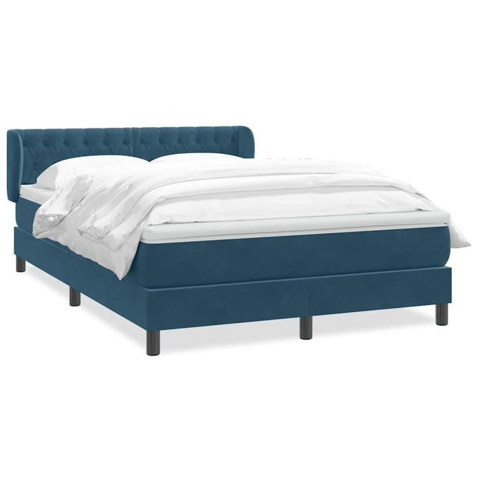 Pat box spring cu saltea, albastru închis, 160x220 cm, catifea WALTI