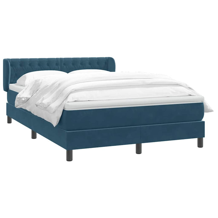Pat box spring cu saltea, albastru închis, 160x220 cm, catifea WALTI