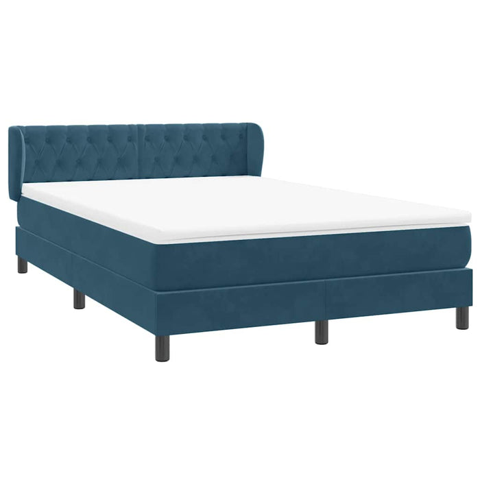 Pat box spring cu saltea, albastru închis, 160x220 cm, catifea WALTI