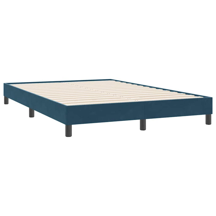 Pat box spring cu saltea, albastru închis, 160x220 cm, catifea WALTI