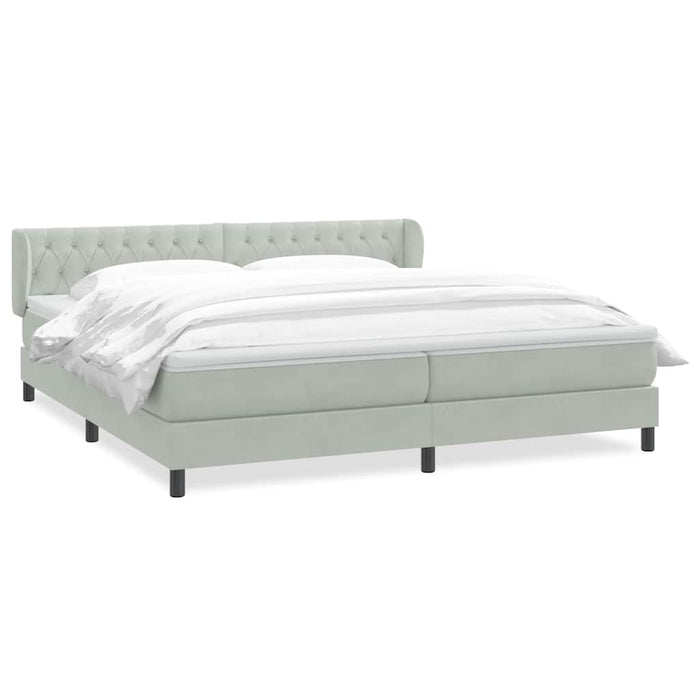 Pat cu arcuri cu saltele gri deschis 180x220 cm catifea WALTI