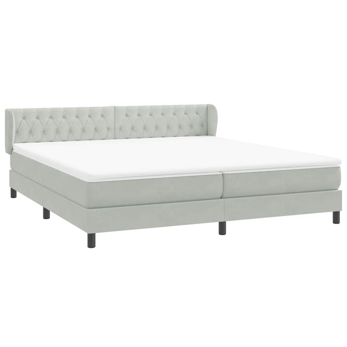 Pat cu arcuri cu saltele gri deschis 180x220 cm catifea WALTI