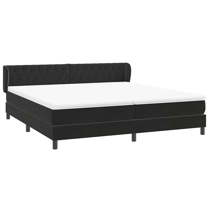Pat cu arcuri cu saltele negru 200x220 cm catifea WALTI