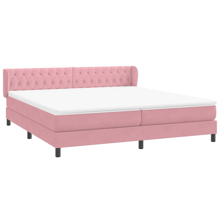Pat cu arcuri cu saltele roz 200x220 cm catifea WALTI