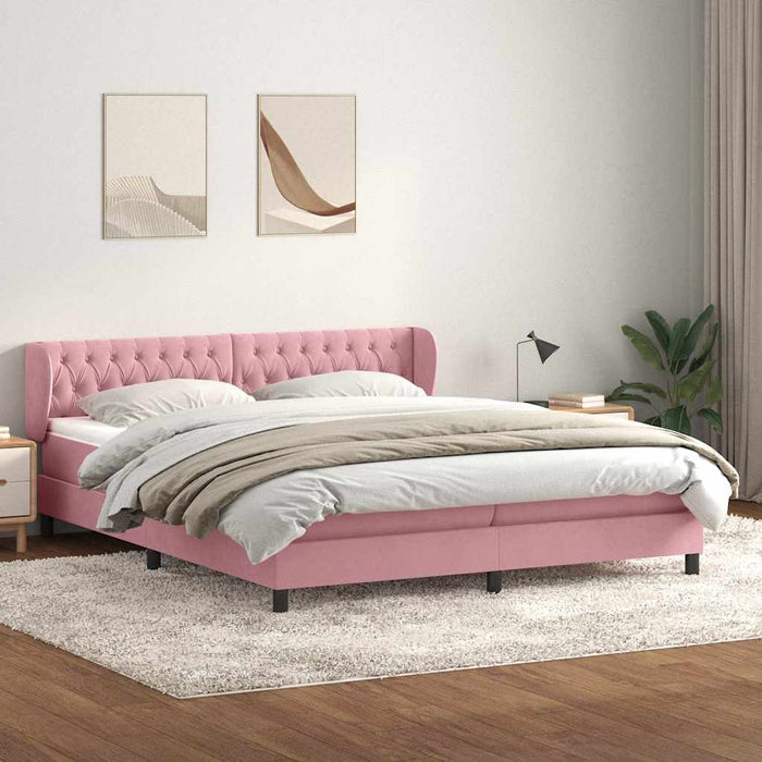 Pat cu arcuri cu saltele roz 200x220 cm catifea WALTI