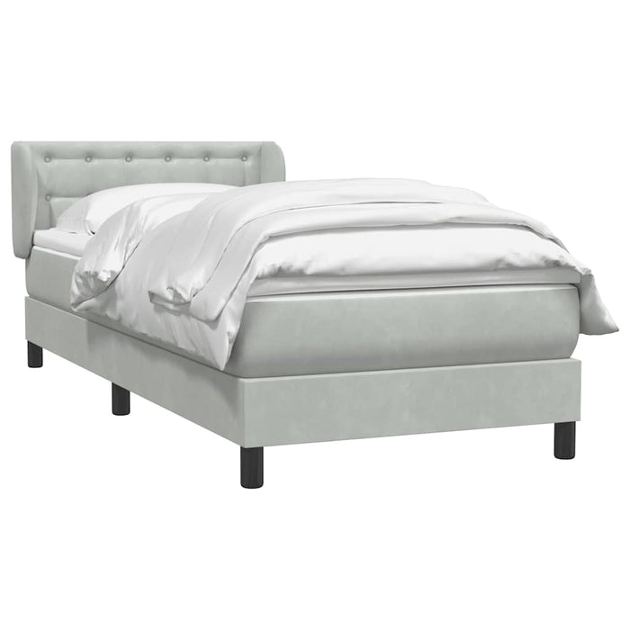 Pat box spring cu saltea, gri deschis, 80x210 cm, catifea - WALTI WALTI