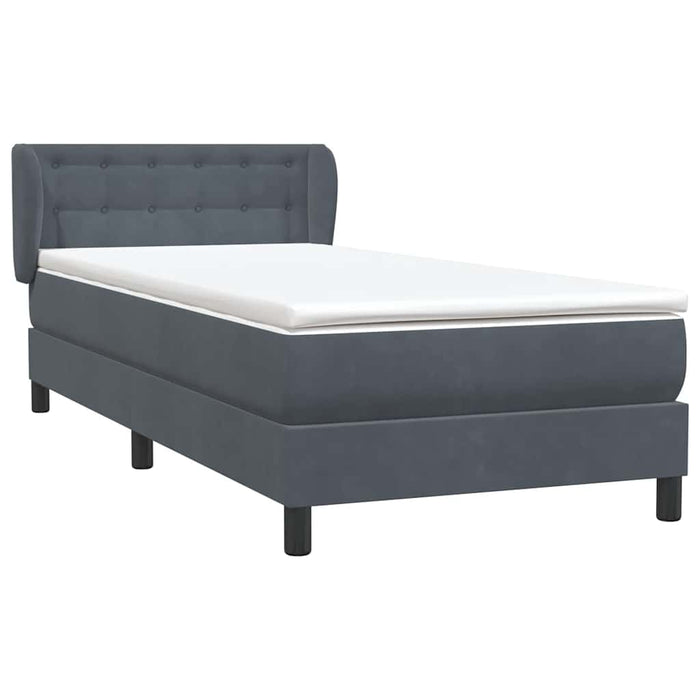 Pat box spring cu saltea, gri închis, 80x210 cm, catifea - WALTI WALTI