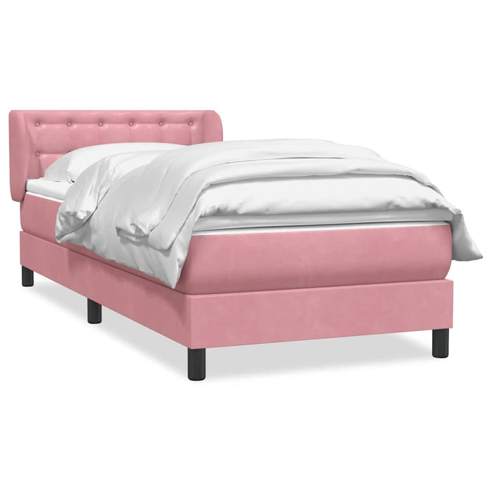Pat box spring cu saltea, roz, 90x210 cm, catifea WALTI