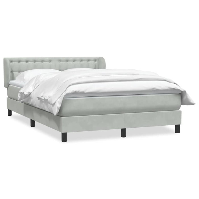 Pat box spring cu saltea, gri deschis, 160x210 cm, catifea WALTI