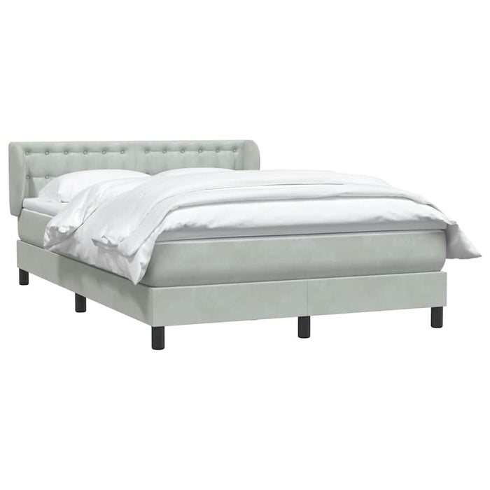 Pat box spring cu saltea, gri deschis, 160x210 cm, catifea WALTI