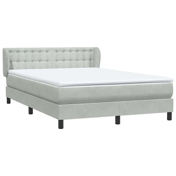 Pat box spring cu saltea, gri deschis, 160x210 cm, catifea WALTI